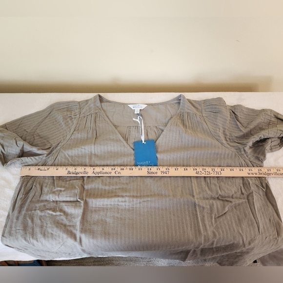 Market & Spruce 100% Cotton V-Neck Blouse Size 2X Olive Green - Picture 9 of 12